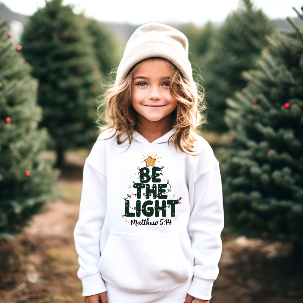 Be The Light Youth Hoodie – Christian Scripture Matthew 5:14 Christmas Kids Sweatshirt
