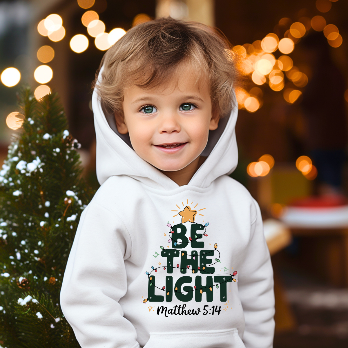 Be The Light Youth Hoodie – Christian Scripture Matthew 5:14 Christmas Kids Sweatshirt