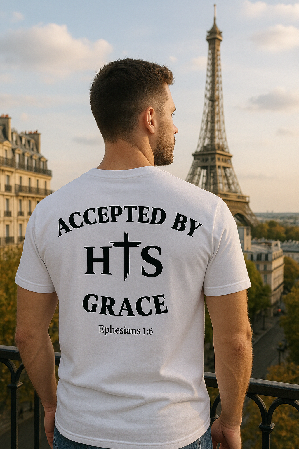 Accepted By His Grace T‑Shirt — Christian Faith Tee (Ephesians 1:6)