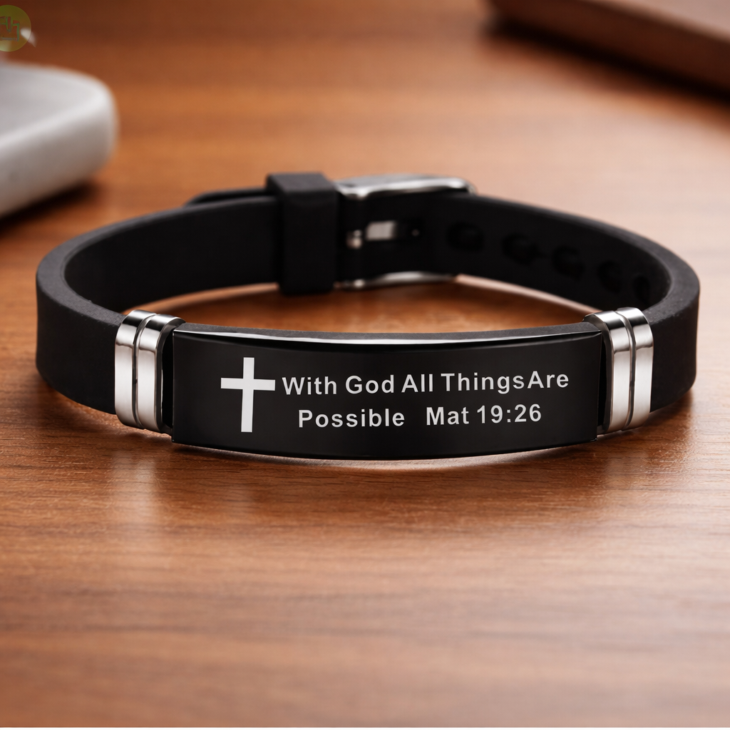 Faith Cross Bracelet – “With God All Things Are Possible” (Matthew 19:26)