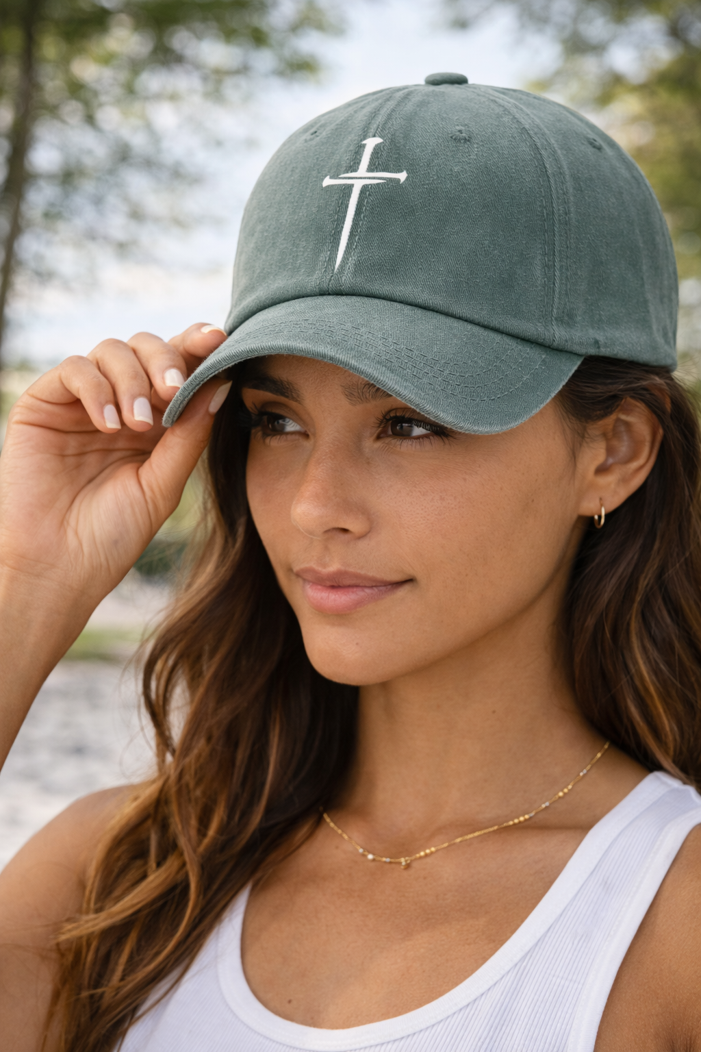 Vintage Washed Cross Baseball Cap, Iron-On Cross, Faith Hat, Distressed Dad Style