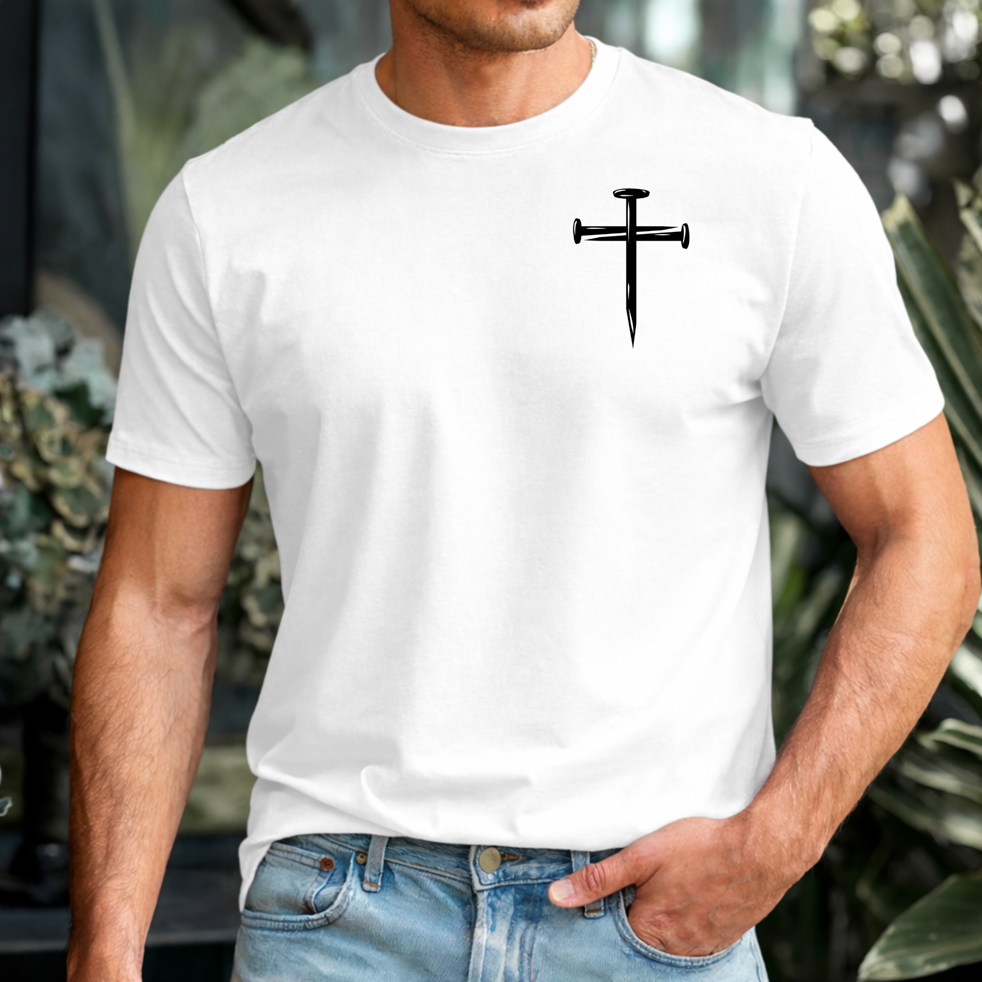 Christian Cross Sword Shirt, Minimalist Christian T-Shirt, Faith Shirt for Men, Jesus Graphic Tee, Christian Gift for Him