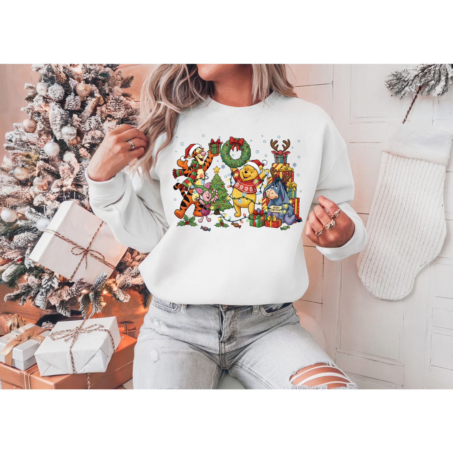 Festive Winnie the Pooh Christmas Crew Sweatshirt