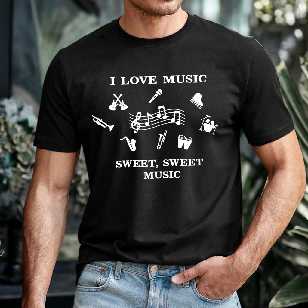 I Love Music Mens T-Shirt, Music Lovers