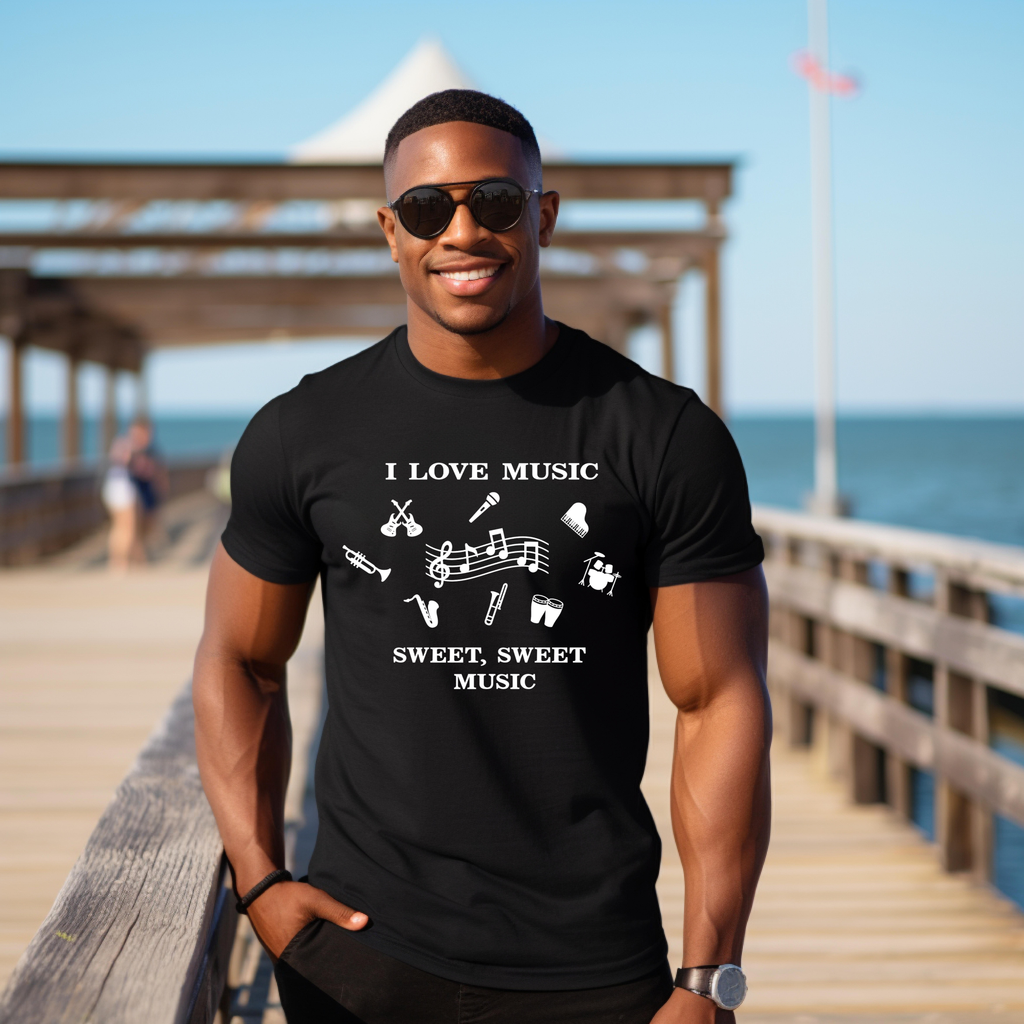 I Love Music Mens T-Shirt, Music Lovers