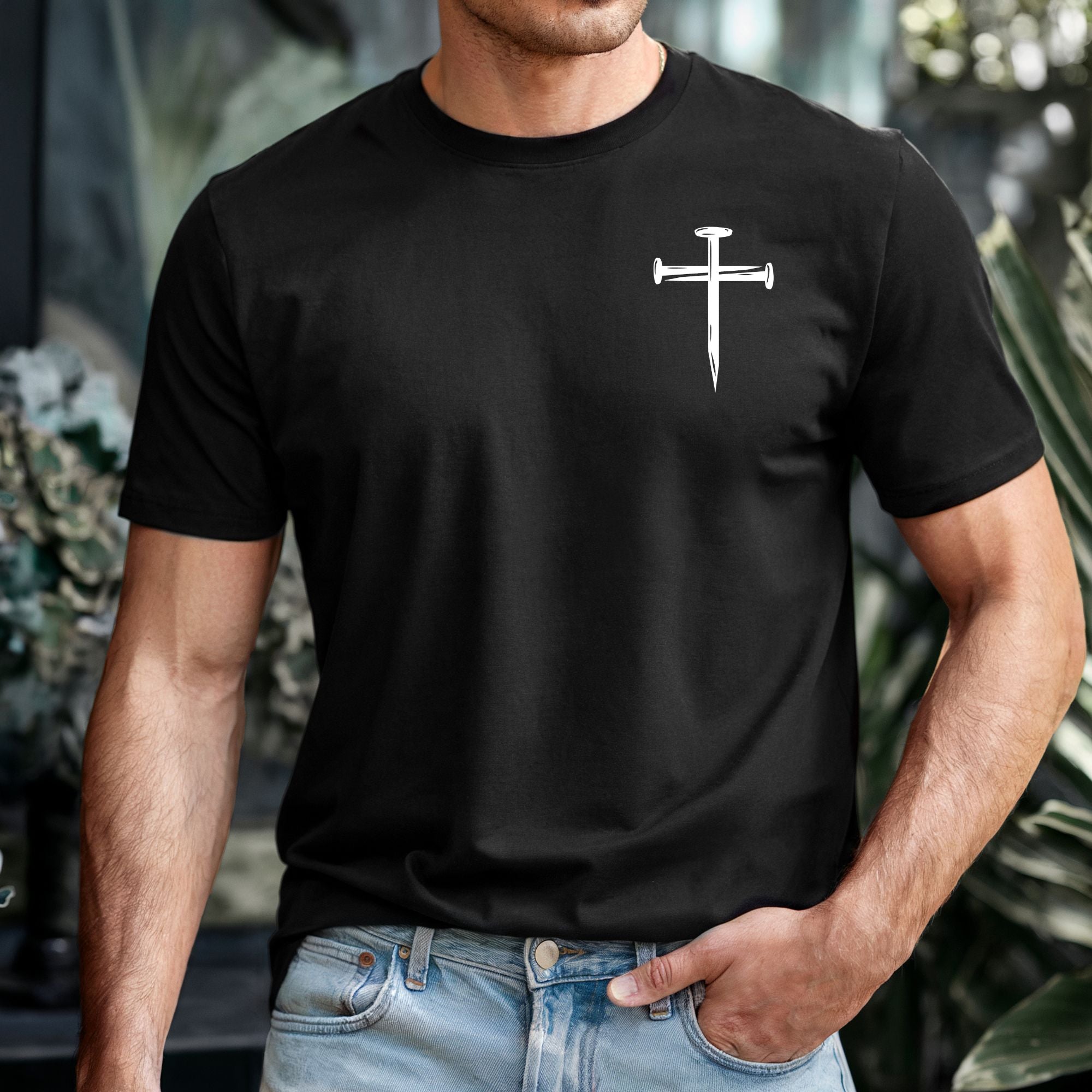 Christian Cross Sword Shirt, Minimalist Christian T-Shirt, Faith Shirt for Men, Jesus Graphic Tee, Christian Gift for Him